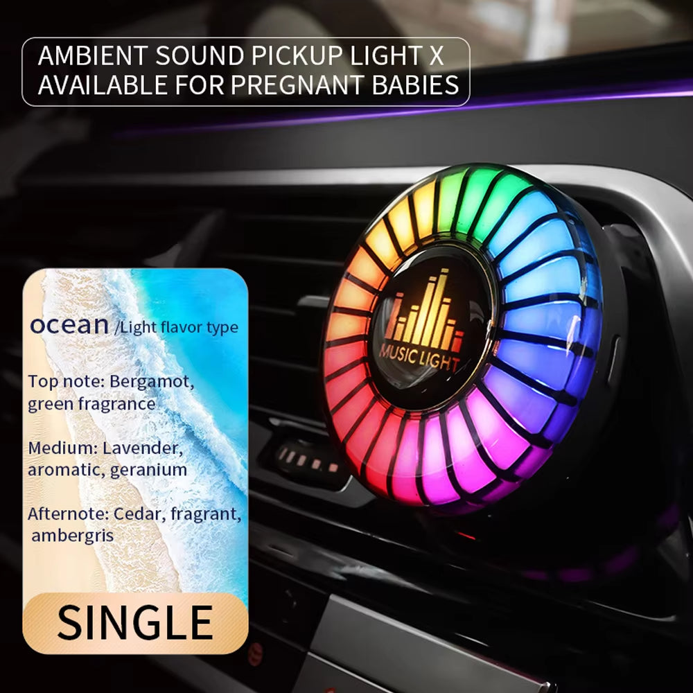 Car Smart APP Control RGB Music Rhythm Lamp Air Freshener LED Strip Sound Control Voice Pick up Atmosphere Light Air Vent Clip